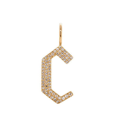 Large White Diamond Alphabet Pendant - 14K